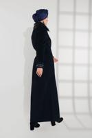 Hijab clothing NAVY BLUE FUR COLLAR EMBROIDERED COAT 9769 