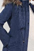 Tesettür giyim LACİVERT ALVİNA KAPÜŞONLU FERMUARLI ÇIT ÇITLI MANTO 9823 