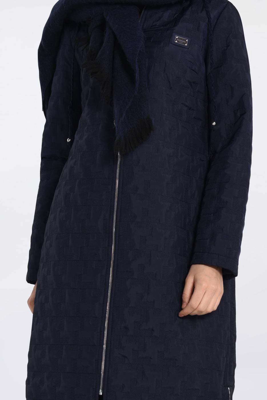 Tesettür giyim LACİVERT KAPÜŞONLU YANLARI FERMUAR DETAYLI MANTO 9826 