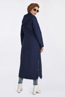 Tesettür giyim LACİVERT KAPÜŞONLU YANLARI FERMUAR DETAYLI MANTO 9826 