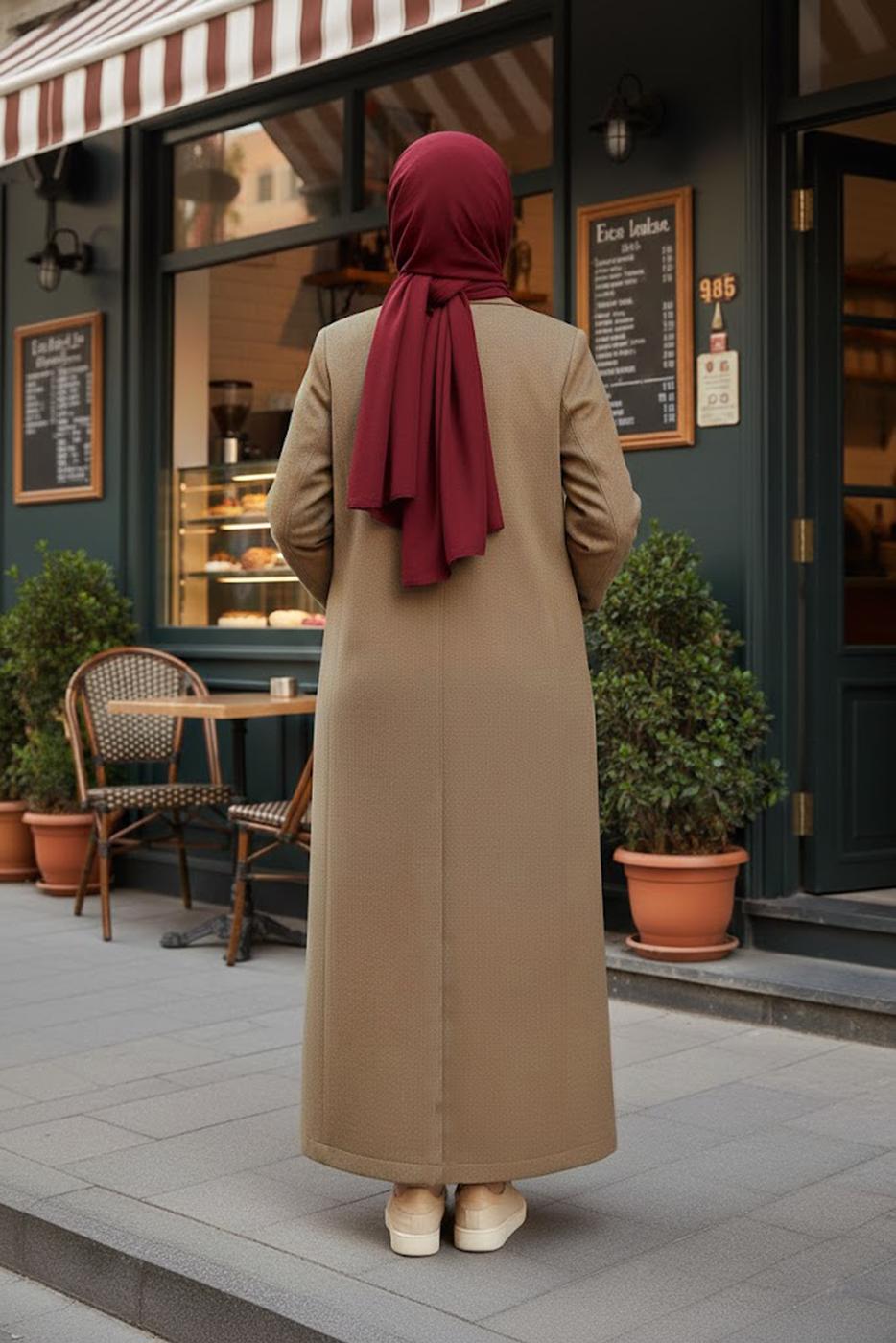 Vêtements hijab BRUN MANTEAU CACHE BOUTONNÉ T 9836
