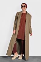 Hijab clothing BROWN BUTTONED WALKER COAT 9836 