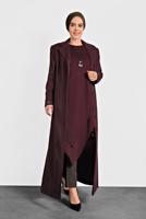 Hijab clothing PLUM BUTTONED WALKER COAT 9836 