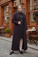 Tesettür giyim LACİVERT DÜĞMELİ KAŞE MANTO T 9836