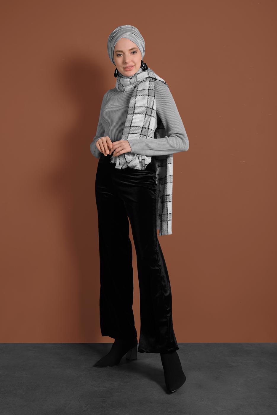 Tesettür giyim SİYAH KADİFE PANTOLON 0913