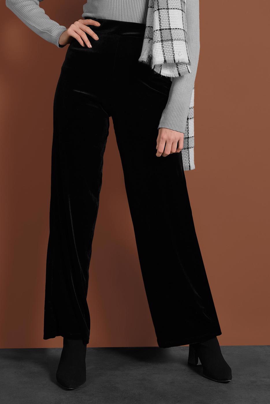Tesettür giyim SİYAH KADİFE PANTOLON 0913
