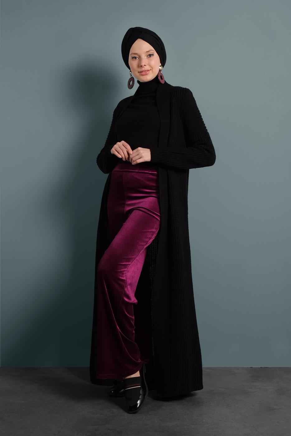 Tesettür giyim MÜRDÜM KADİFE PANTOLON 0913