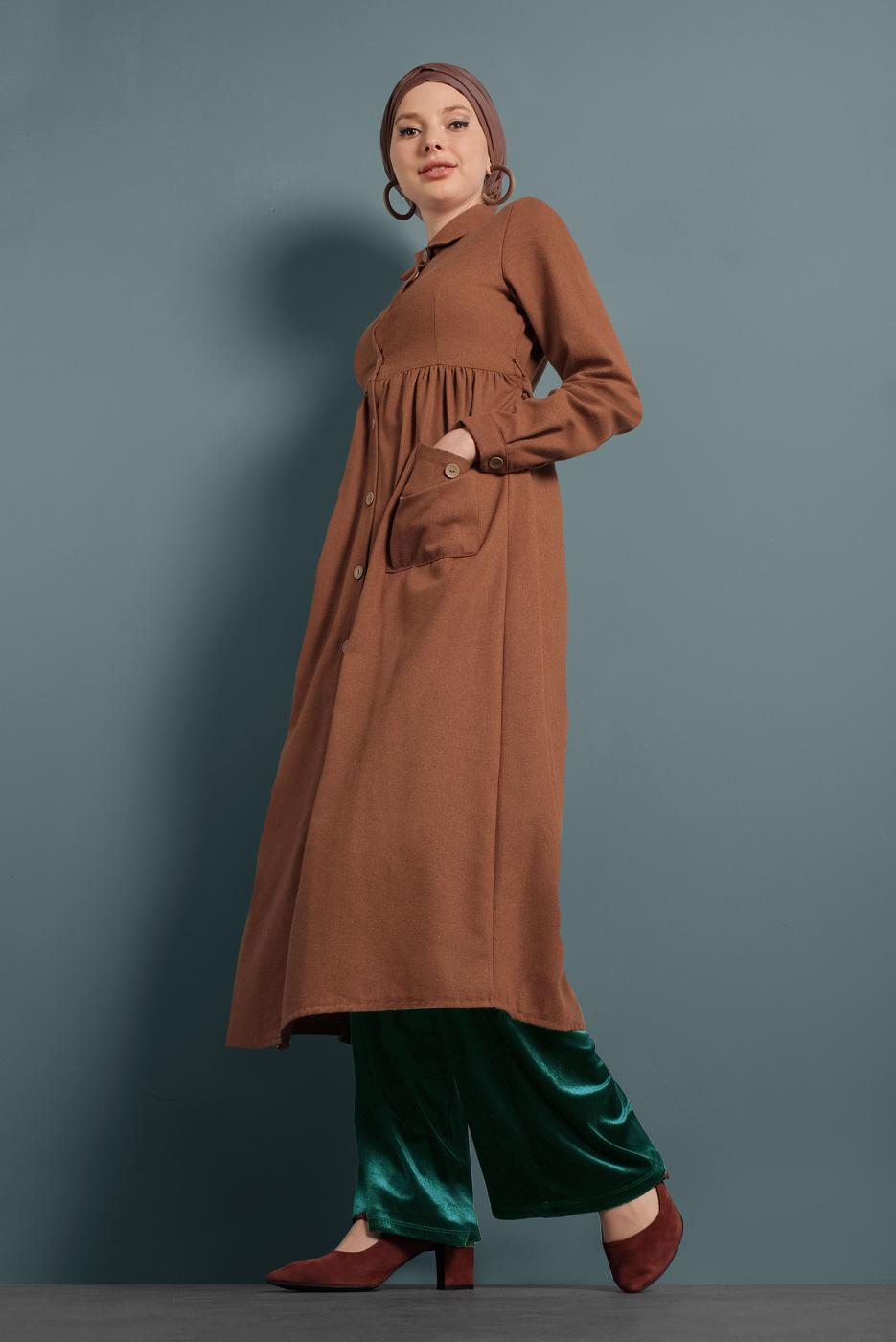 Tesettür giyim YEŞİL KADİFE PANTOLON 0913