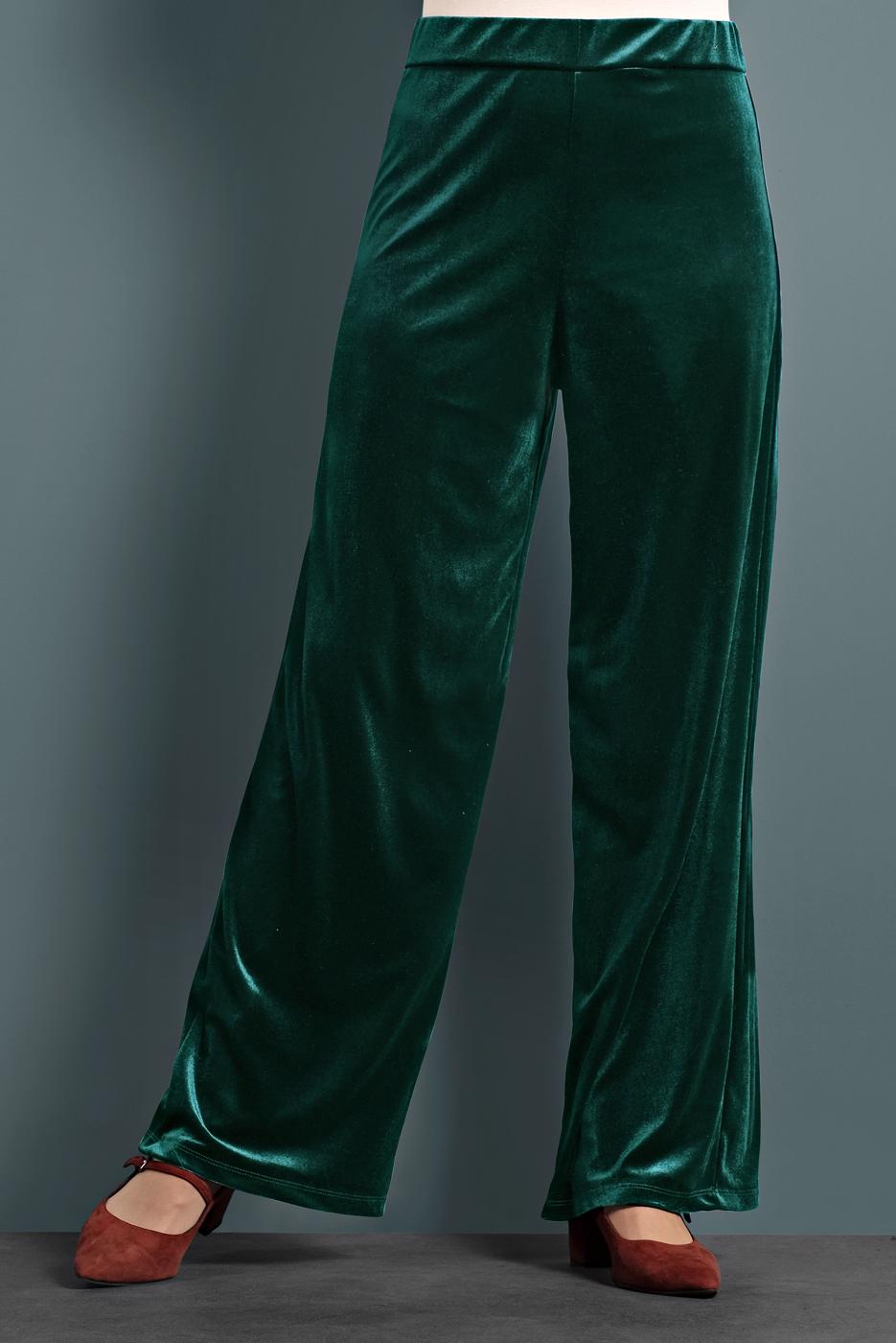 Tesettür giyim YEŞİL KADİFE PANTOLON 0913
