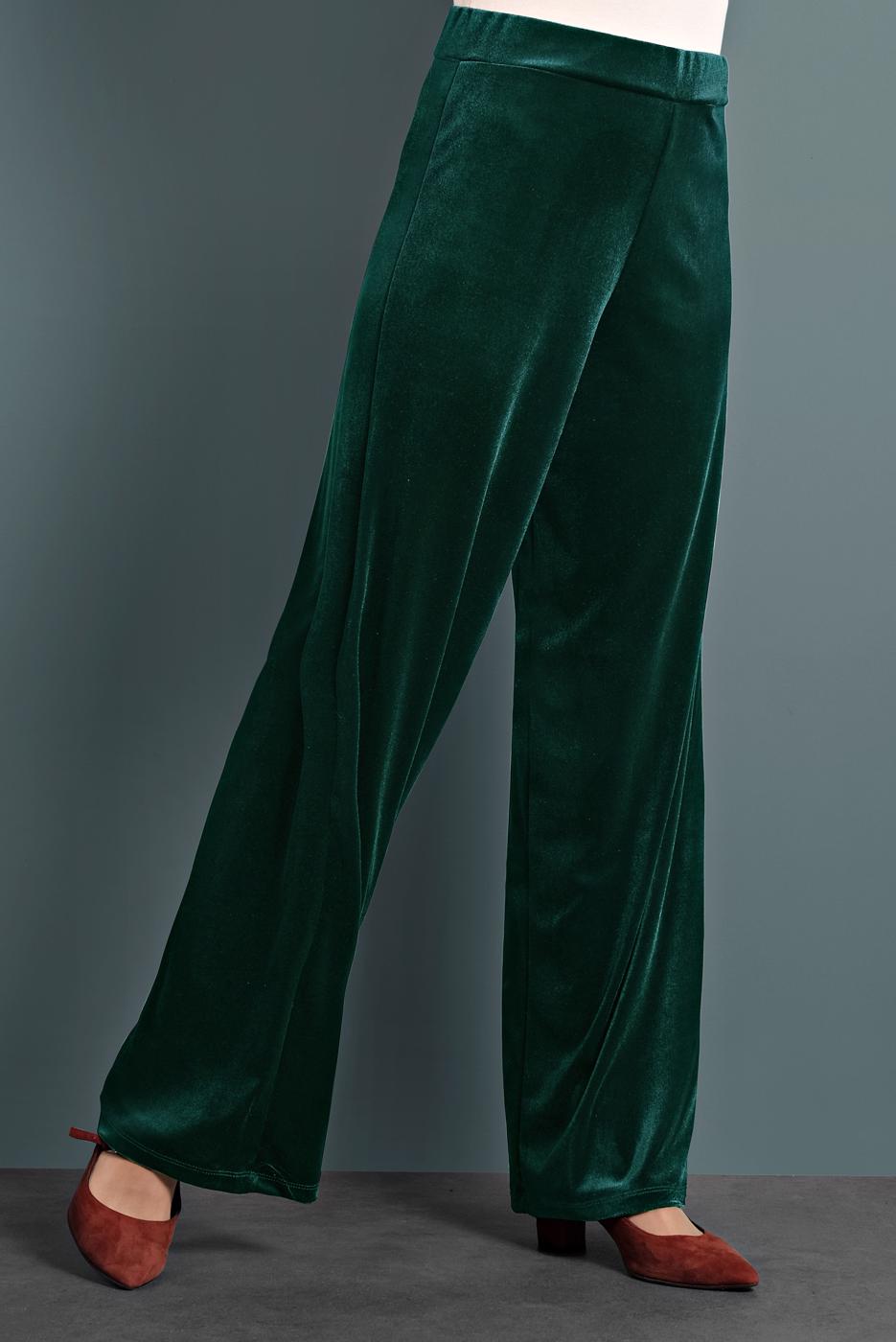 Tesettür giyim YEŞİL KADİFE PANTOLON 0913