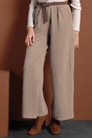 Tesettür giyim BEJ FİTİLLİ BELİ LASTİKLİ PAMUKLU PANTOLON 7330