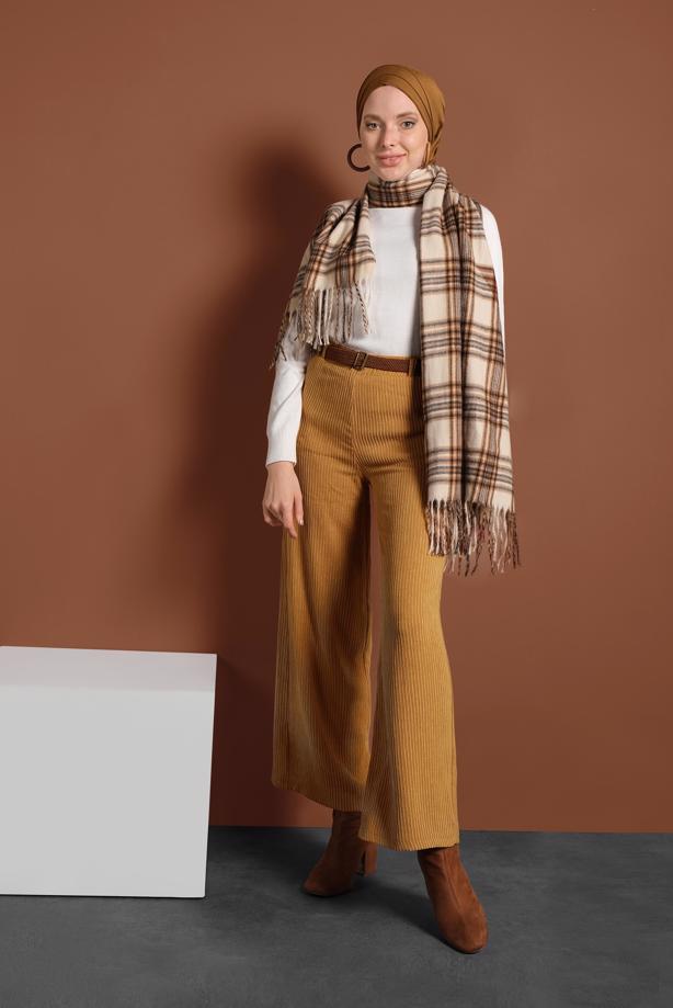 Hijab clothing  RIBBED ELASTIC-WAIST COTTON PANTS 7330 - TRENDTESETTÜR