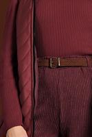 Tesettür giyim BORDO FİTİLLİ BELİ LASTİKLİ PAMUKLU PANTOLON 7330