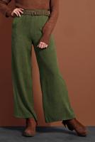 Tesettür giyim HAKİ FİTİLLİ BELİ LASTİKLİ PAMUKLU PANTOLON 7330