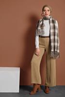 Tesettür giyim TABA FİTİLLİ BELİ LASTİKLİ PAMUKLU PANTOLON 7330