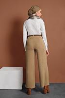Tesettür giyim TABA FİTİLLİ BELİ LASTİKLİ PAMUKLU PANTOLON 7330