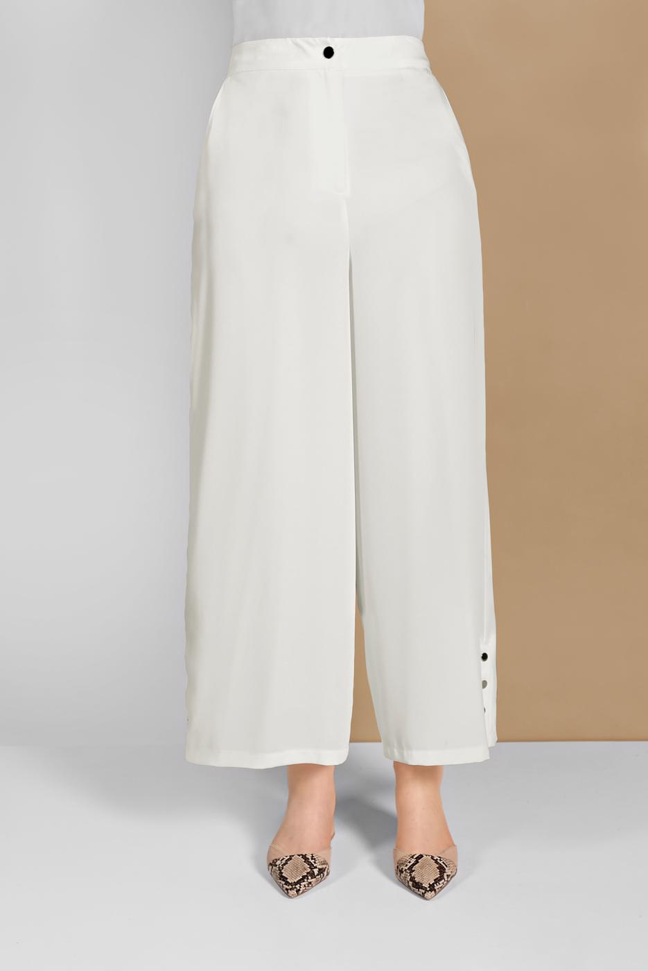 Tesettür giyim KREM ALVİNA ÇITÇITLI GENİŞ PAÇA PANTOLON 7368