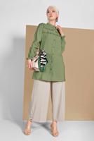 Tesettür giyim BEJ ALVİNA ÇITÇITLI GENİŞ PAÇA PANTOLON 7368