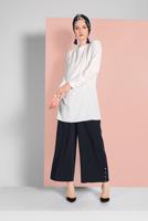 Tesettür giyim LACİVERT ALVİNA ÇITÇITLI GENİŞ PAÇA PANTOLON 7368