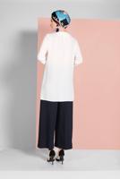 Tesettür giyim LACİVERT ALVİNA ÇITÇITLI GENİŞ PAÇA PANTOLON 7368