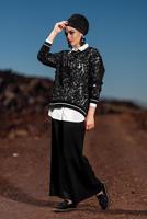 Tesettür giyim SİYAH FİTİLLİ TRİKO PANTOLON 7400