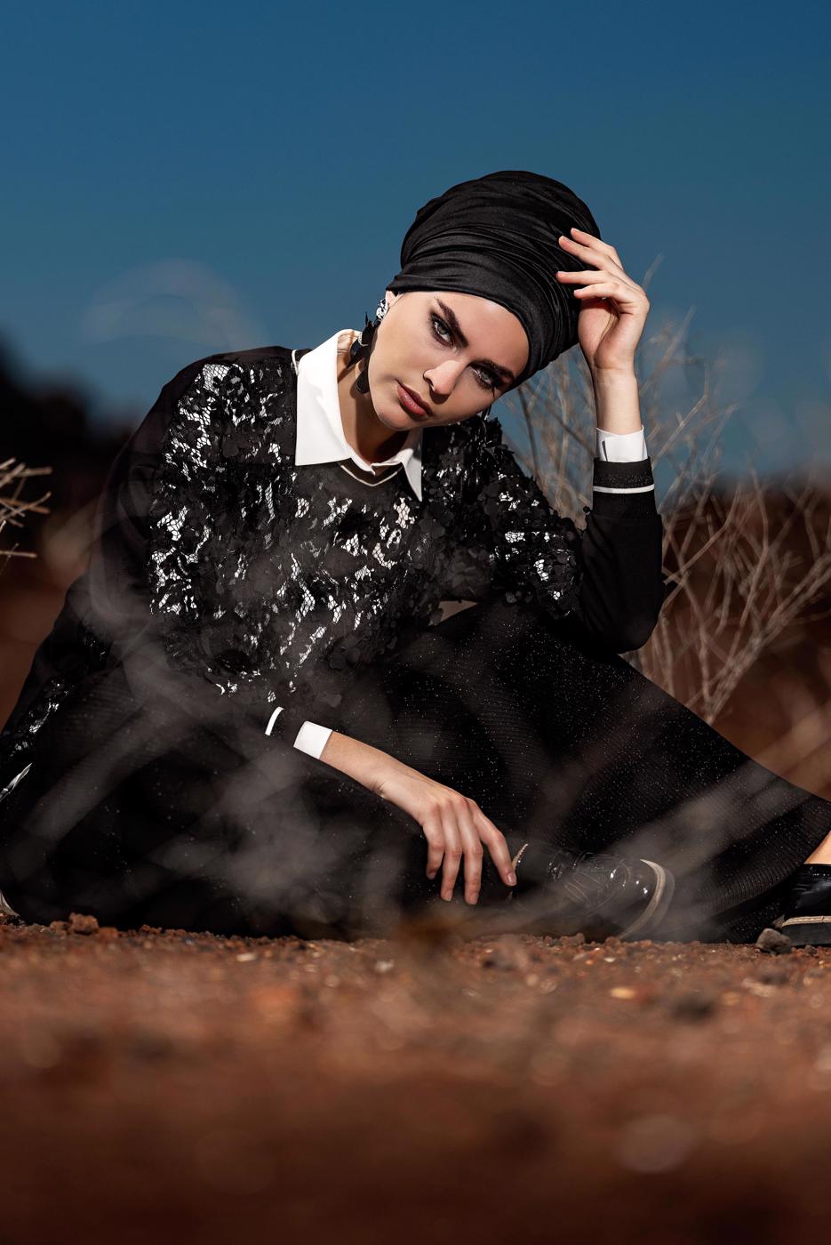 Tesettür giyim SİYAH FİTİLLİ TRİKO PANTOLON 7400