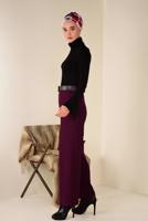 Tesettür giyim BORDO FİTİLLİ TRİKO PANTOLON 7400