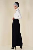 Tesettür giyim SİYAH SİMLİ ÇİZGİ DESEN KEMERLİ PANTOLON 7401 