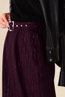 Tesettür giyim MÜRDÜM SİMLİ ÇİZGİ DESEN KEMERLİ PANTOLON 7401 