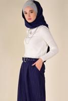 Hijab clothing NAVY BLUE SPARKLY STRIPPED BELTED TROUSSERS 7401