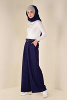 Hijab clothing NAVY BLUE SPARKLY STRIPPED BELTED TROUSSERS 7401
