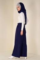 Hijab clothing NAVY BLUE SPARKLY STRIPPED BELTED TROUSSERS 7401