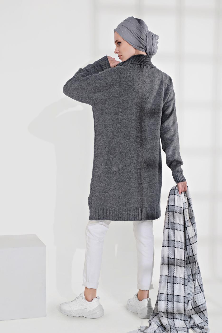 Tesettür giyim KREM ALVİNA PAMUKLU SİMLİ DENİM PANTOLON 7434