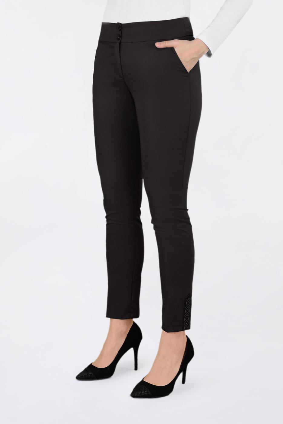 Tesettür giyim KAHVE İŞLEME DETAYLI DAR PAÇA PANTOLON 7439