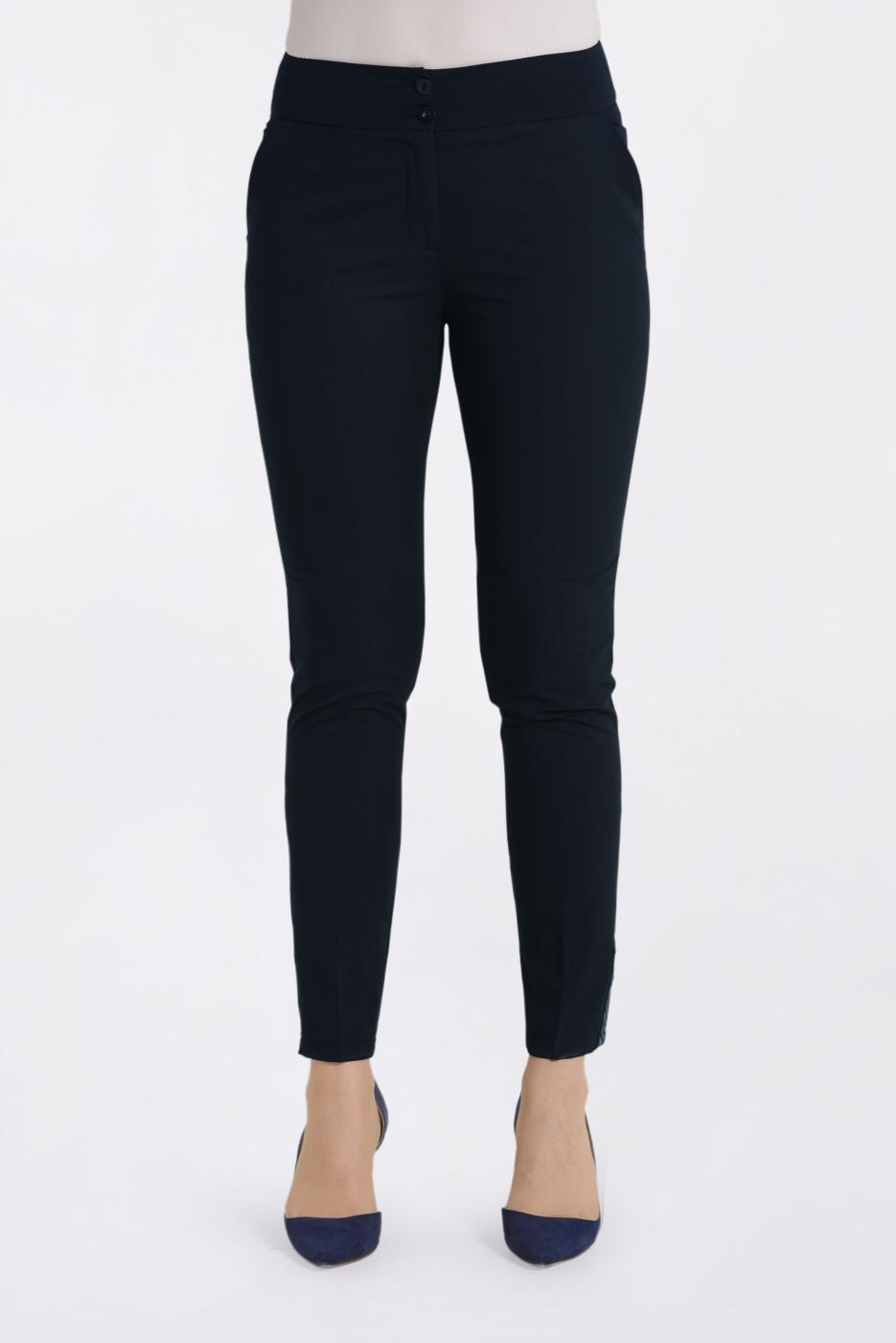 Tesettür giyim LACİVERT İŞLEME DETAYLI DAR PAÇA PANTOLON 7439