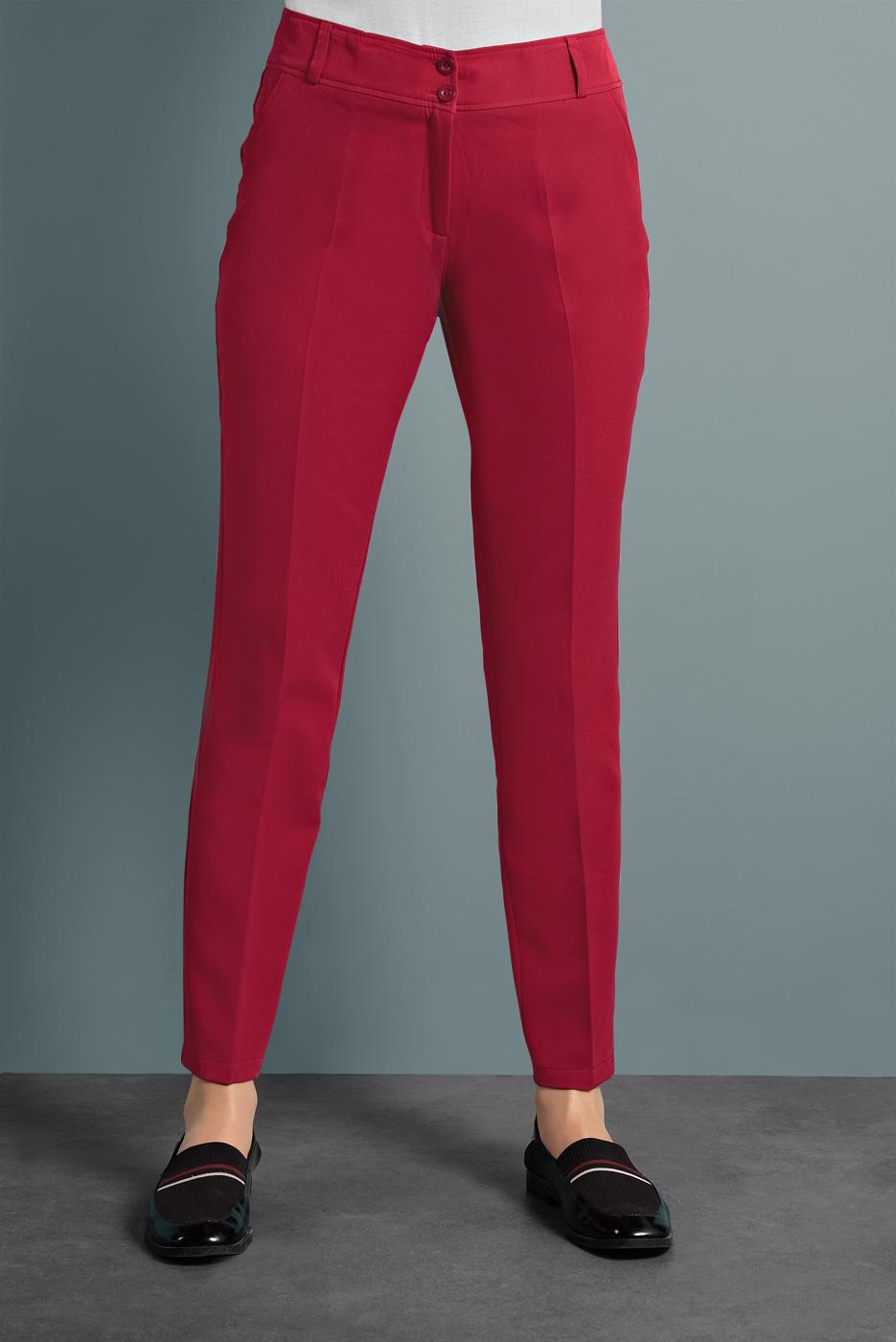 Tesettür giyim KIRMIZI ALVİNA CEPLİ DÜĞMELİ PANTOLON 7502