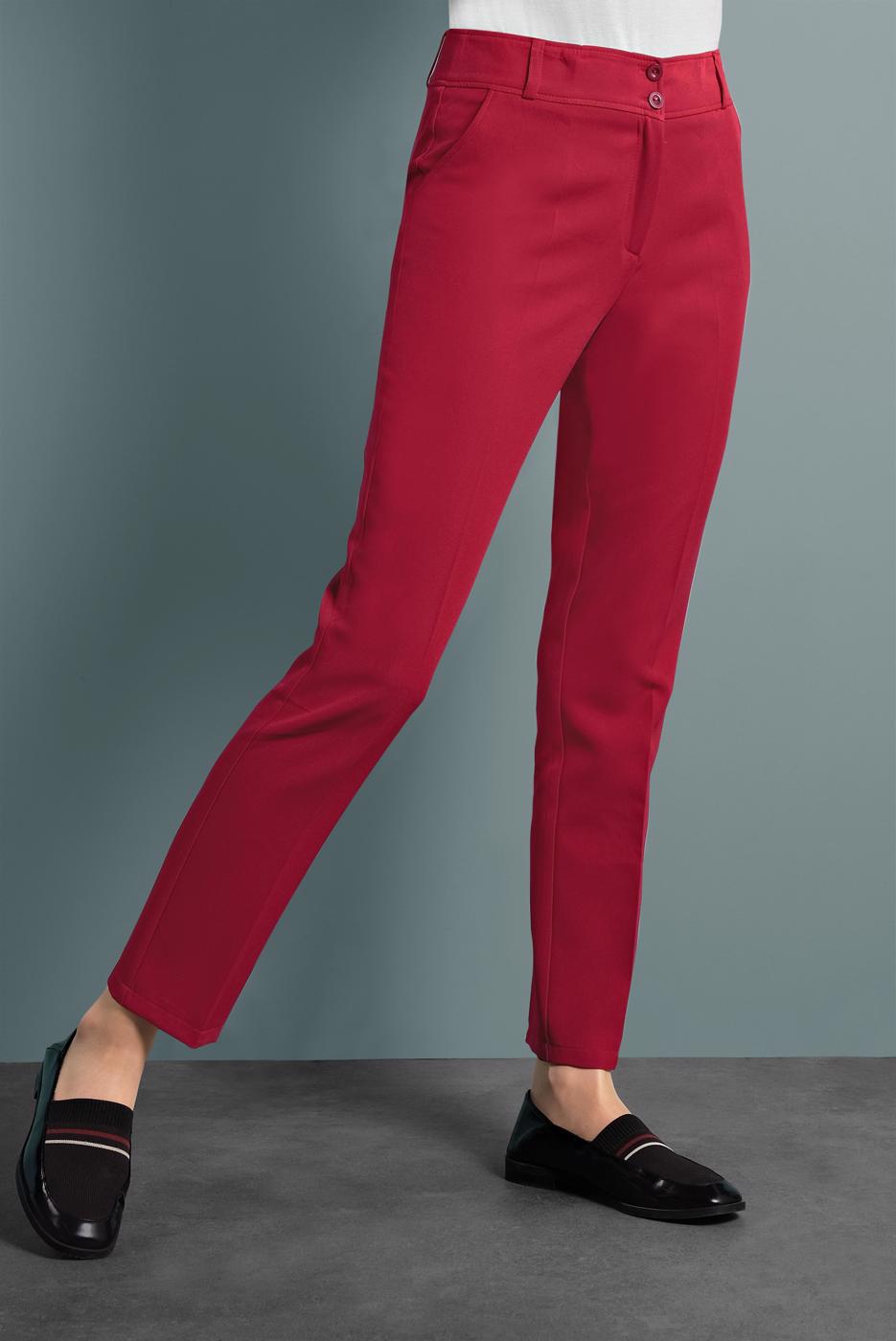 Tesettür giyim KIRMIZI ALVİNA CEPLİ DÜĞMELİ PANTOLON 7502
