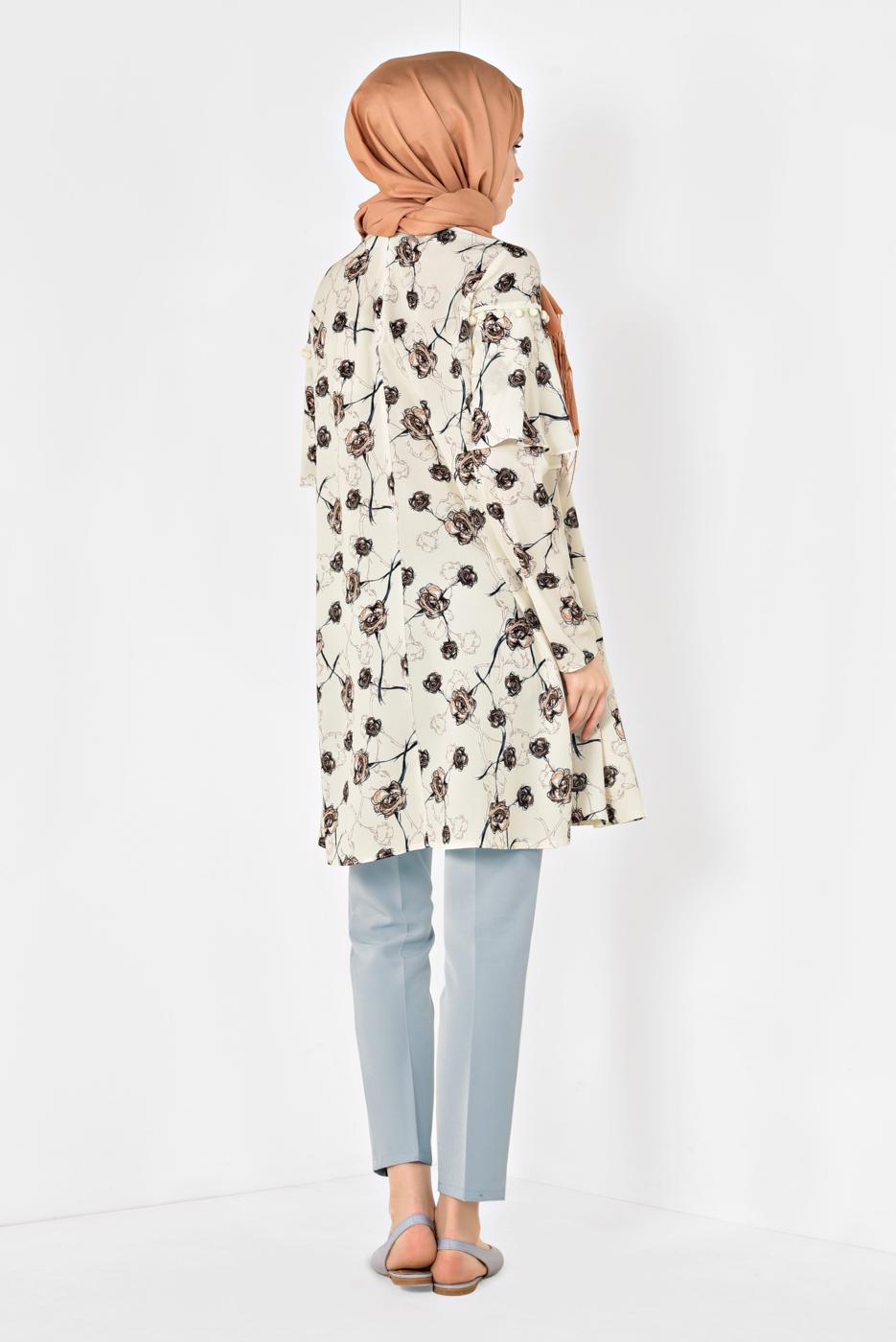 Tesettür giyim GRİ ALVİNA CEPLİ DÜĞMELİ PANTOLON 7502