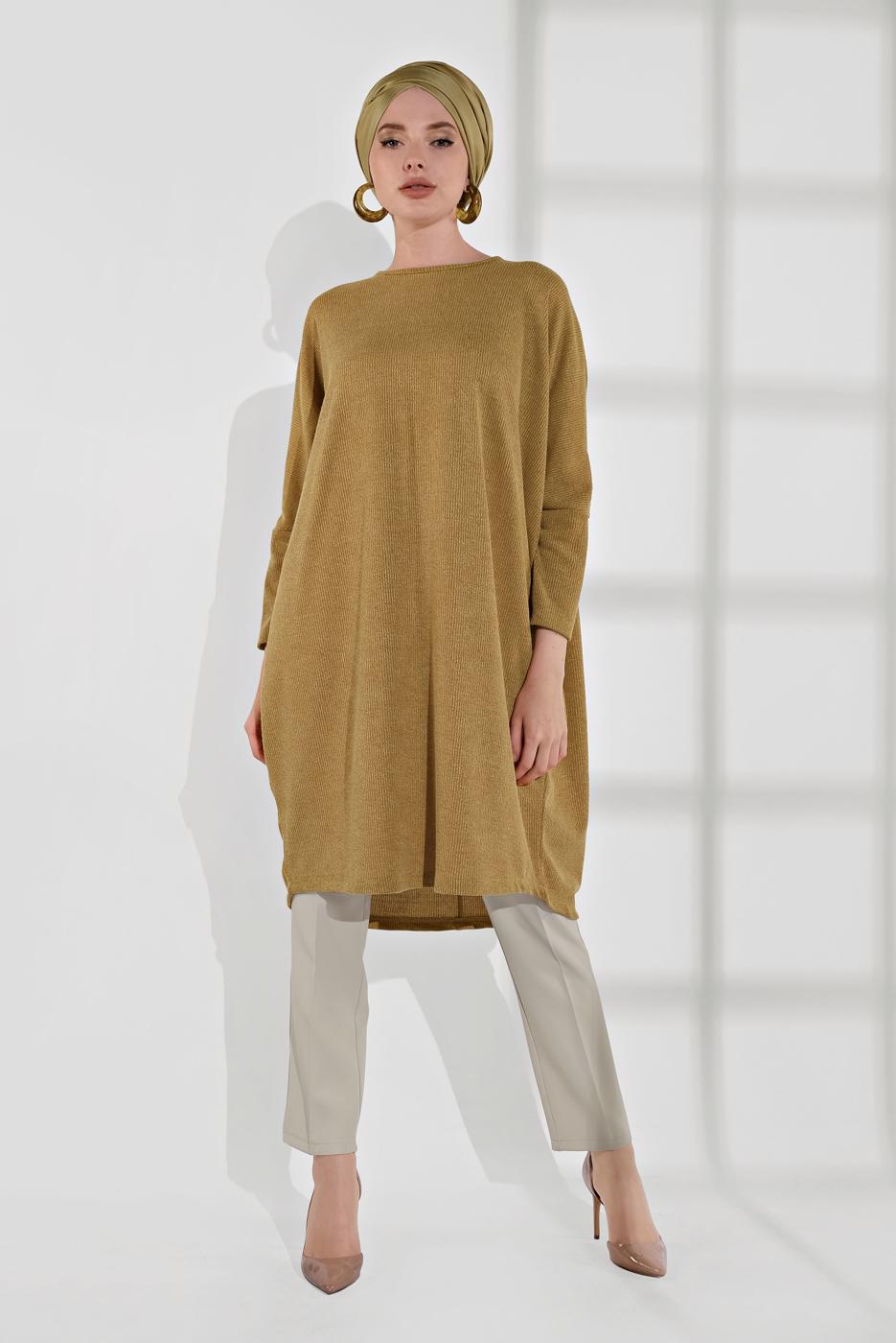 Tesettür giyim BEJ ALVİNA CEPLİ DÜĞMELİ PANTOLON 7502