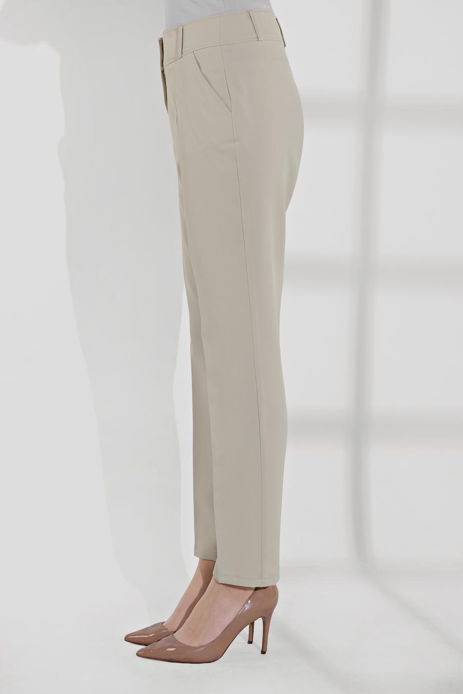 Tesettür giyim BEJ ALVİNA CEPLİ DÜĞMELİ PANTOLON 7502
