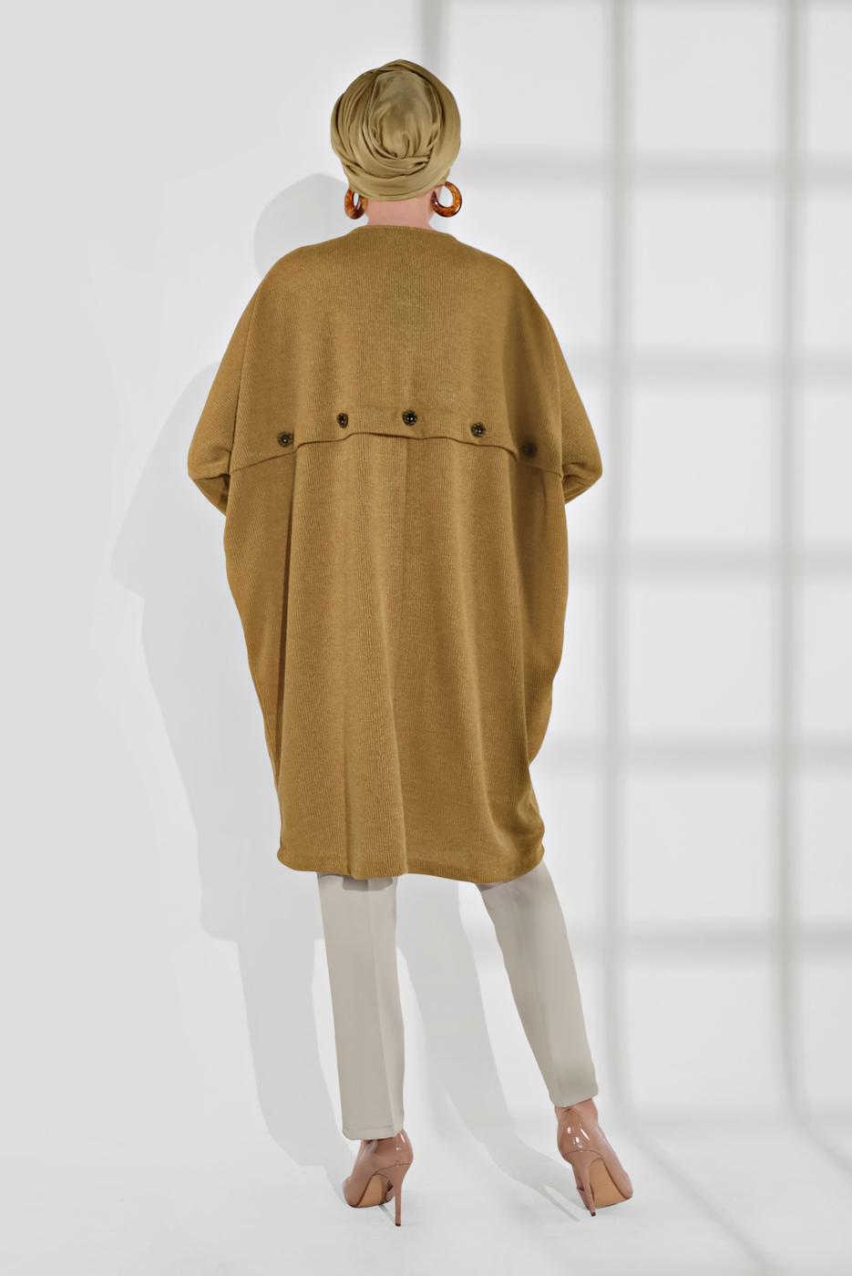 Tesettür giyim BEJ ALVİNA CEPLİ DÜĞMELİ PANTOLON 7502