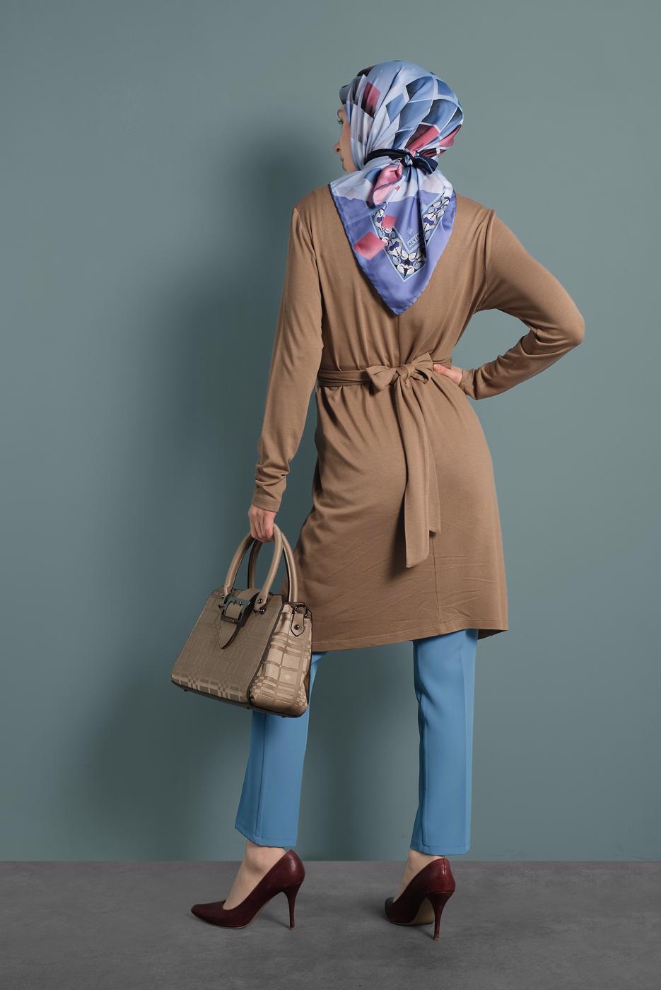 Tesettür giyim MAVİ ALVİNA CEPLİ DÜĞMELİ PANTOLON 7502