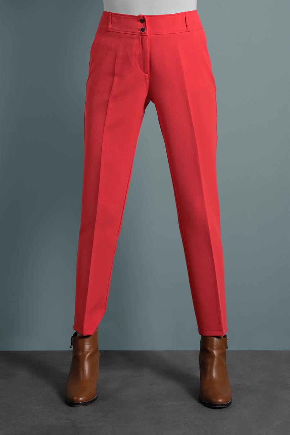 Tesettür giyim KIRMIZI ALVİNA CEPLİ DÜĞMELİ PANTOLON 7502