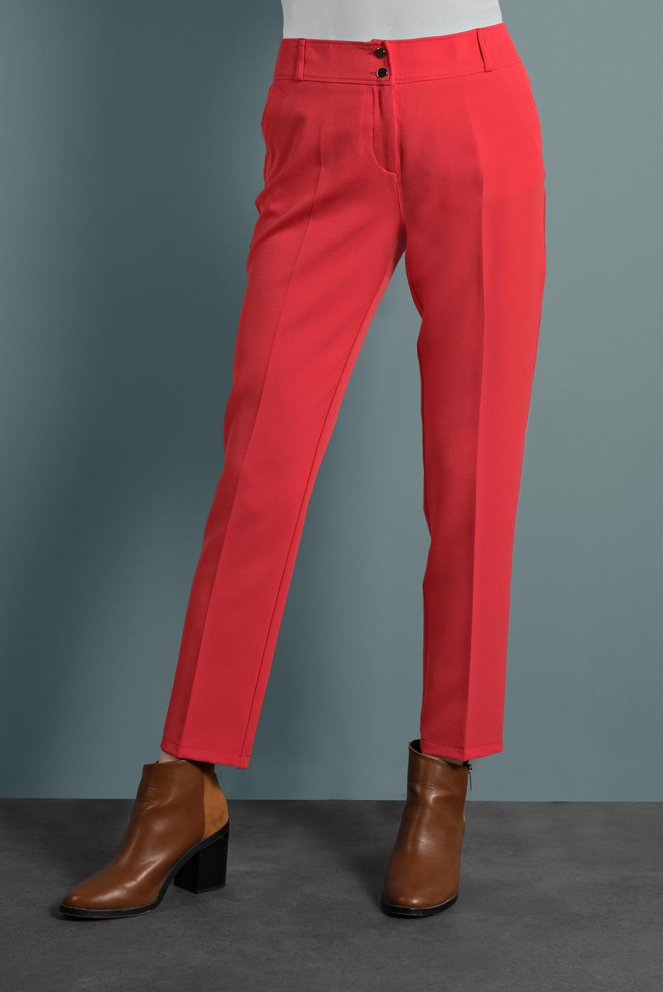 Tesettür giyim KIRMIZI ALVİNA CEPLİ DÜĞMELİ PANTOLON 7502