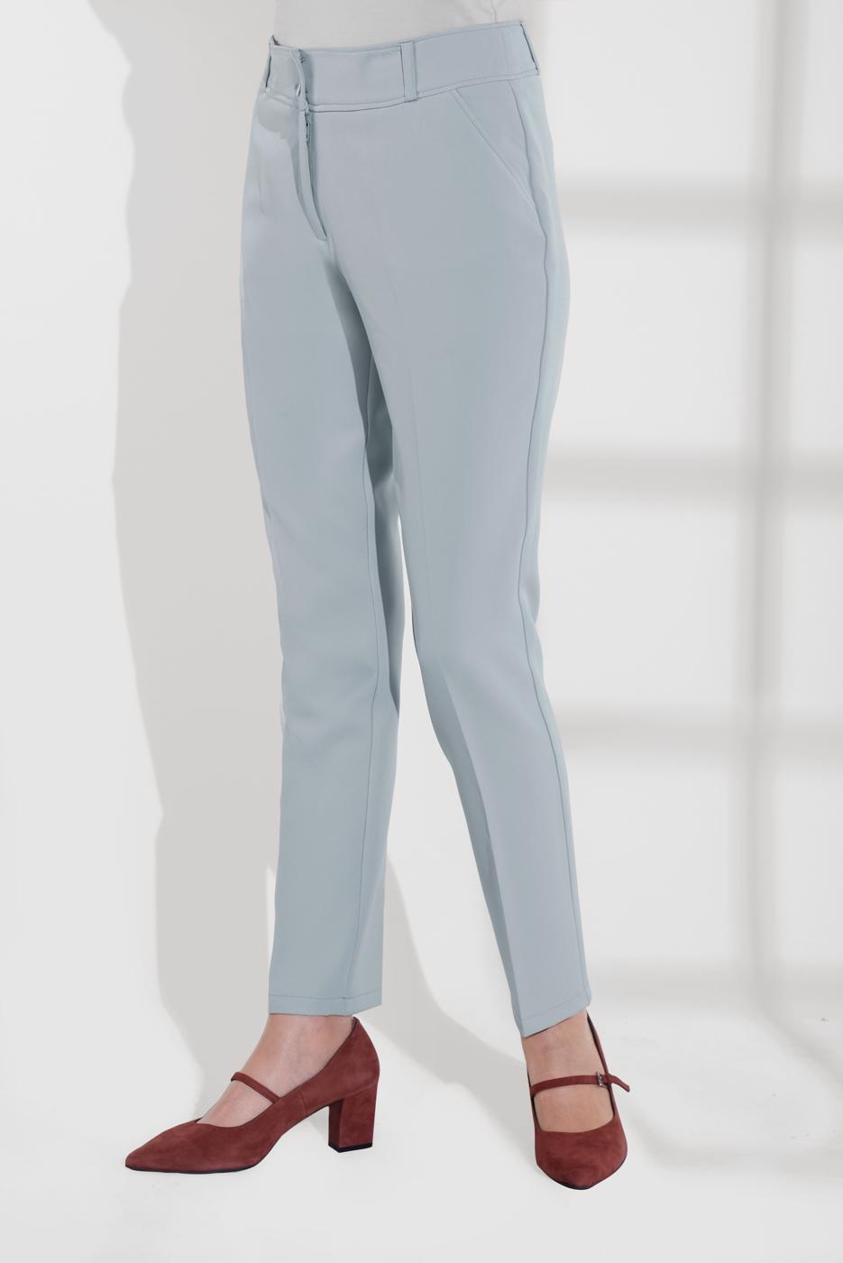 Tesettür giyim MAVİ ALVİNA CEPLİ DÜĞMELİ PANTOLON 7502