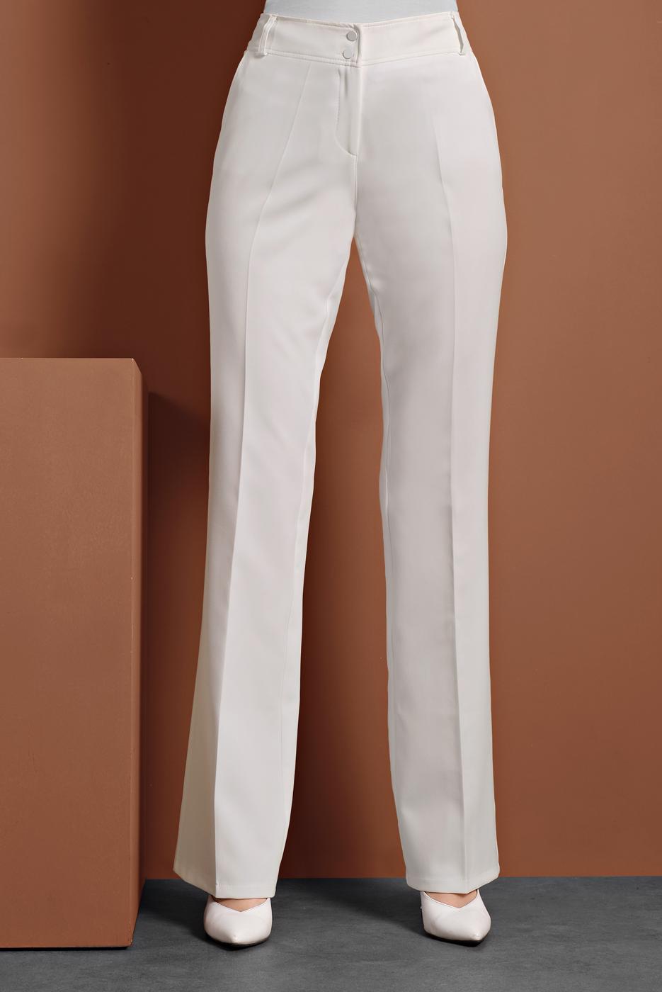 Tesettür giyim KREM ALVİNA ARA BEL KUMAŞ PANTOLON 7523