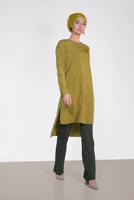 Tesettür giyim HAKİ ALVİNA ARA BEL KUMAŞ PANTOLON 7523