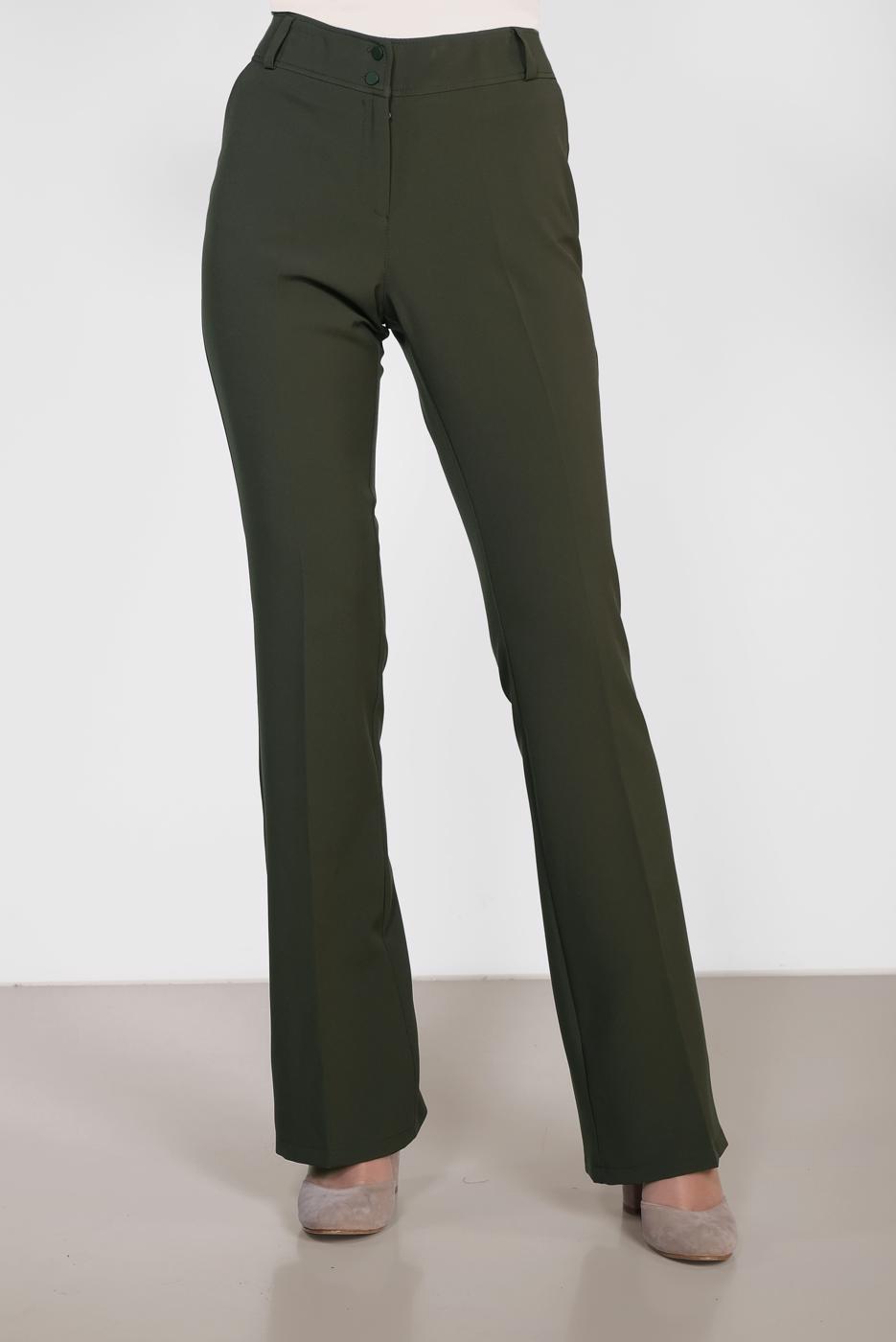 Tesettür giyim HAKİ ALVİNA ARA BEL KUMAŞ PANTOLON 7523