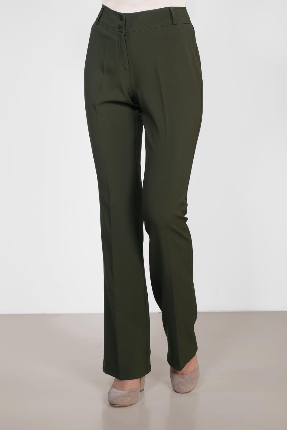 Tesettür giyim HAKİ ALVİNA ARA BEL KUMAŞ PANTOLON 7523