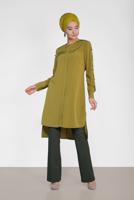 Tesettür giyim HAKİ ALVİNA ARA BEL KUMAŞ PANTOLON 7523